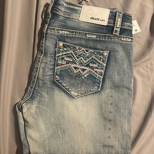 Grace in LA brand new cropped bling jeans - Size 31
